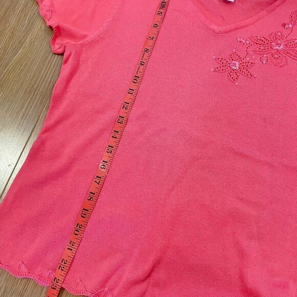 NWT Pink Floral Knit Cottagecore Tee Blouse - Picture 12 of 12